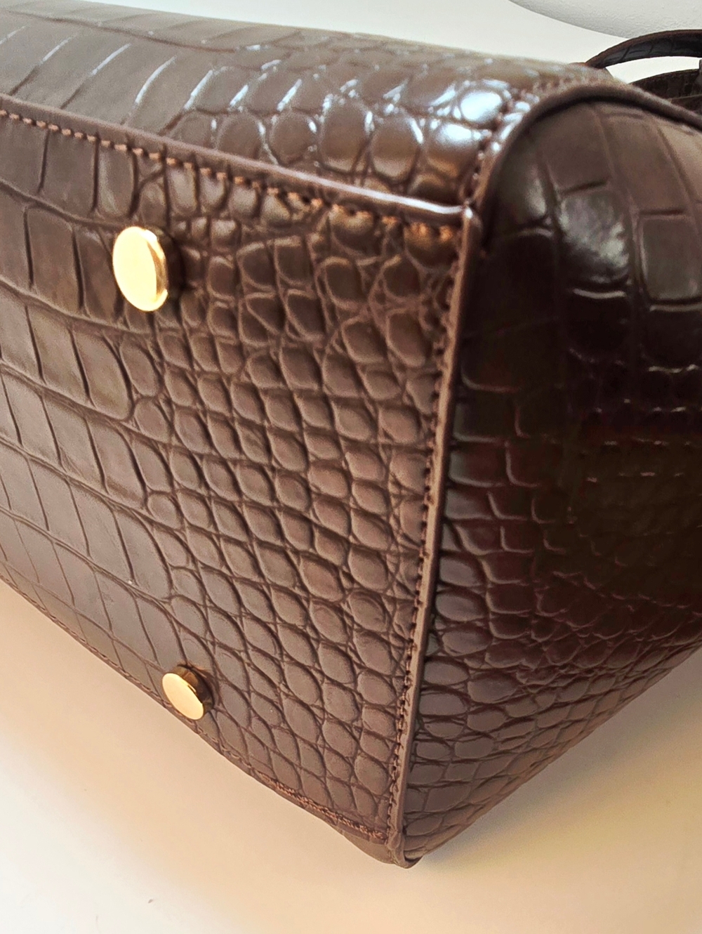 Urban Expressions Croc Embossed Brown Work Tote/ Laptop Bag - Picture 6 of 9